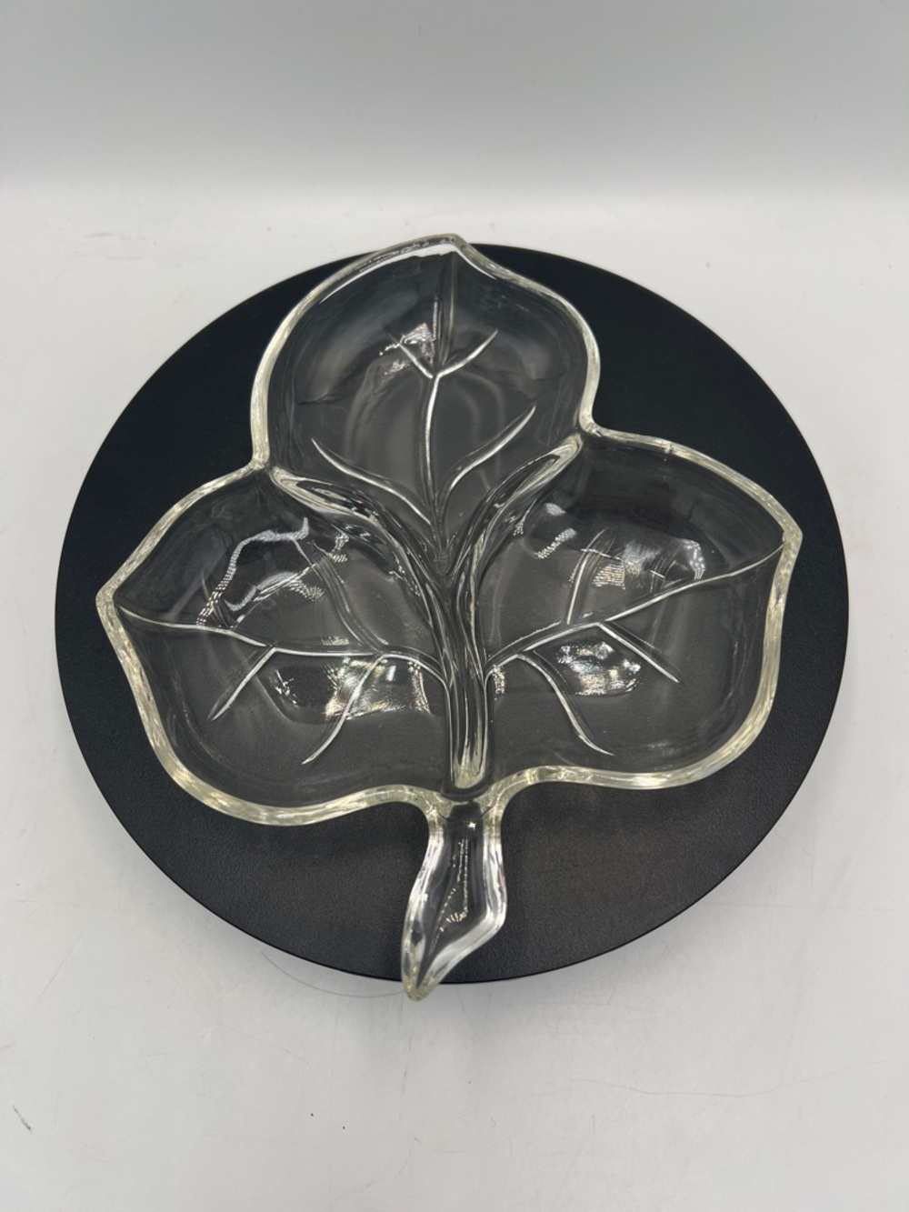 Clear Glass Leaf Serving Dish - Hazel Atlas